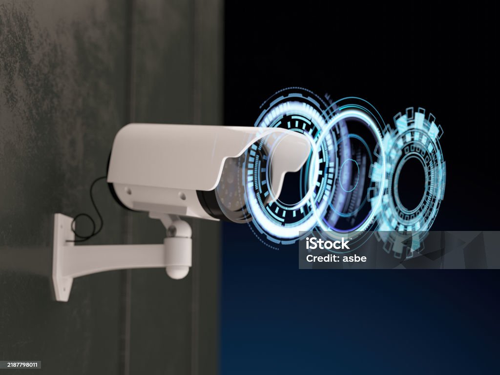 Security Cam with Digital HUD. 3D Render Security Cam with Digital HUD. 3D Render